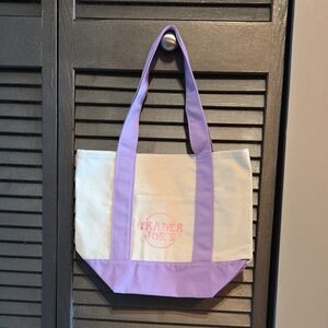 Trader Joe's Limited Edition Purple and Cream Mini Tote Bag